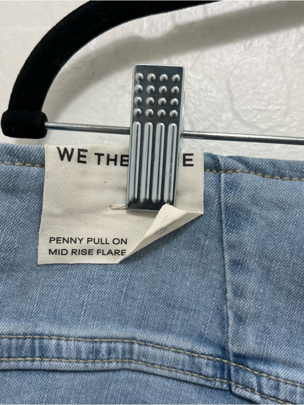 NWT We The Free 32 Blue Penny Pull On Mid Rise Flare Jeans - Picture 8 of 9
